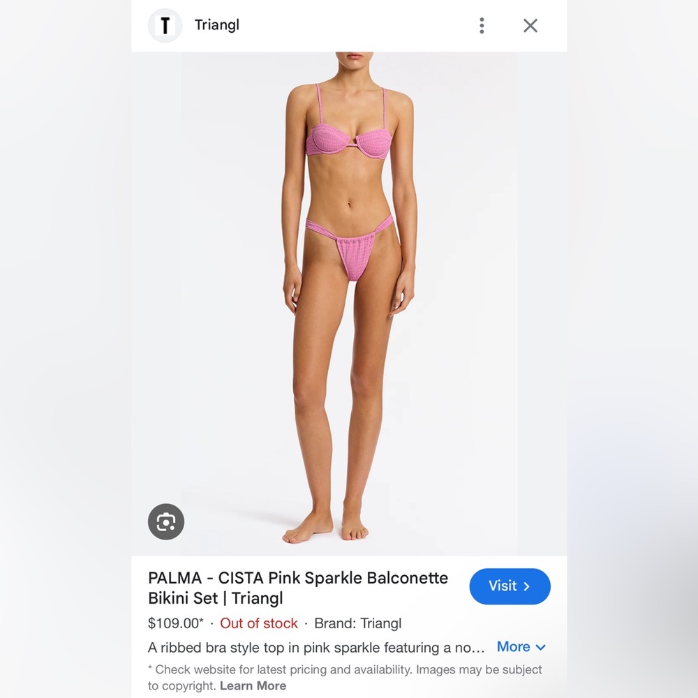 PALMA- CISTA pink sparkle balconette bikini set| Triangl